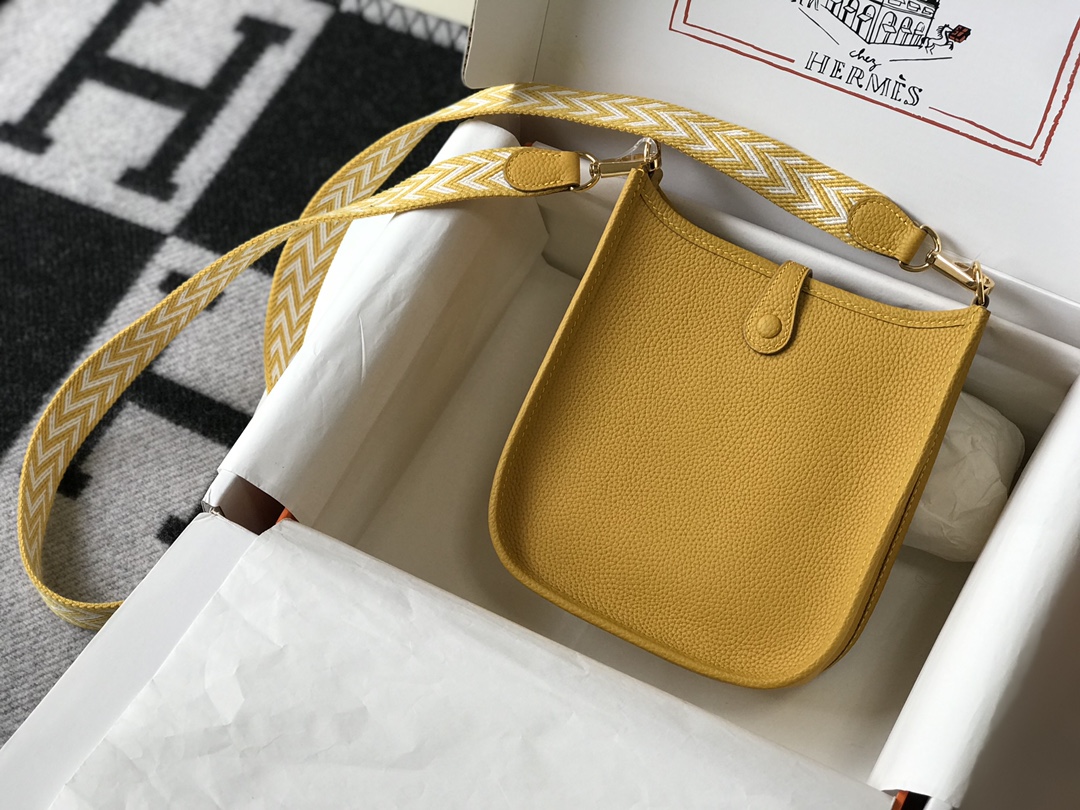 Hermes Evelyne 16 Amazone TPM Shoulder Bag In Yellow Amber Clemence Leather